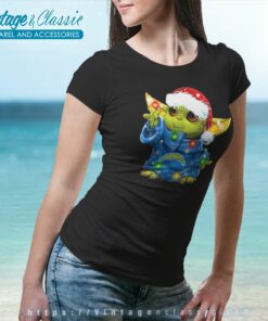 Santa Baby Yoda Los Angeles Chargers Light Christmas Women TShirt