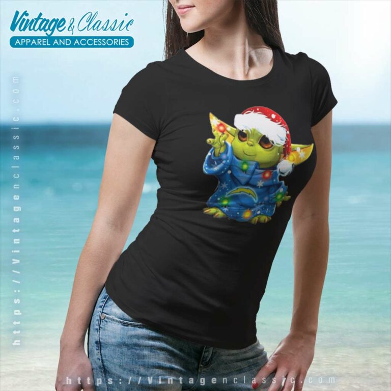 Santa Baby Yoda Los Angeles Chargers Light Christmas Women TShirt Santa Baby Yoda Los Angeles Chargers Light Christmas Women TShirt