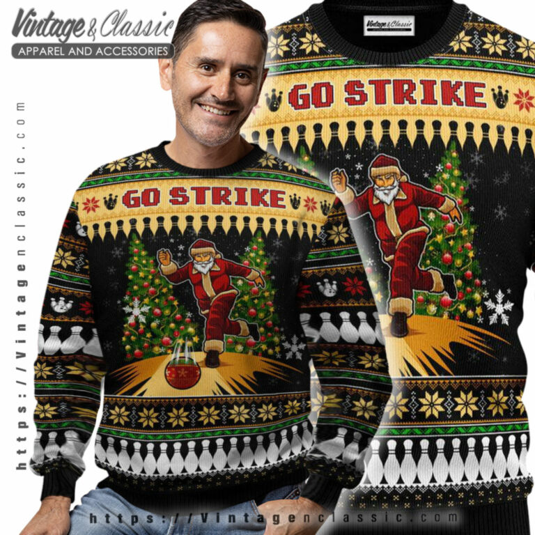 Santa Bowling Go Strike Ugly Sweater Men Ugly Sweater Santa Bowling Go Strike Ugly Sweater Men Ugly Sweater