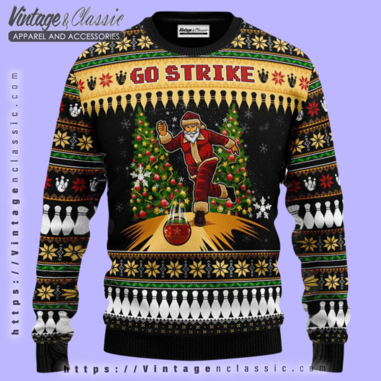 Santa Bowling Go Strike Ugly Sweater Ugly Christmas Sweater Santa Bowling Go Strike Ugly Sweater Ugly Christmas Sweater