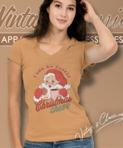 Santa Cheer Coffee Christmas V Neck TShirt