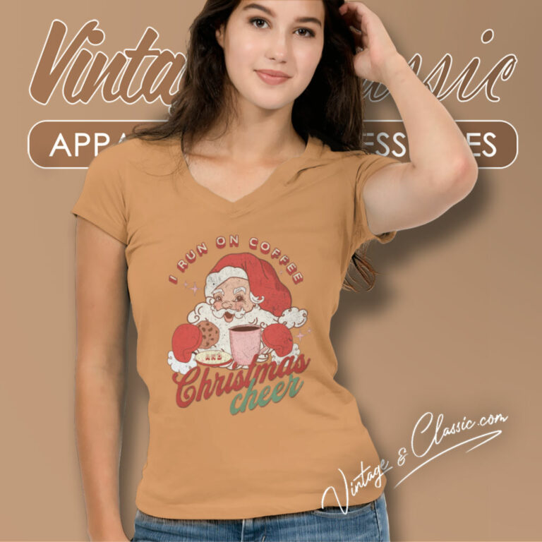 Santa Cheer Coffee Christmas V Neck TShirt Santa Cheer Coffee Christmas V Neck TShirt