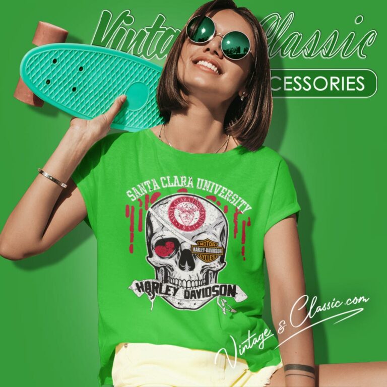 Santa Clara University Harley Davidson Skull Women T Shirt Santa Clara University Harley Davidson Skull Women T Shirt