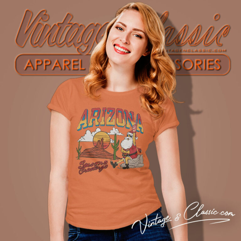 Santa Claus Arizona Cardinals Christmas Seasons Greetings Women T Shirt Santa Claus Arizona Cardinals Christmas Seasons Greetings Women T Shirt