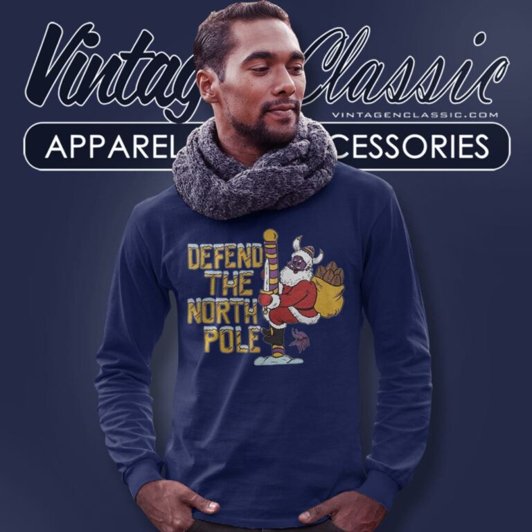 Santa Claus Minnesota Vikings Defend The North Pole Christmas Long Sleeve Tee Santa Claus Minnesota Vikings Defend The North Pole Christmas Long Sleeve Tee