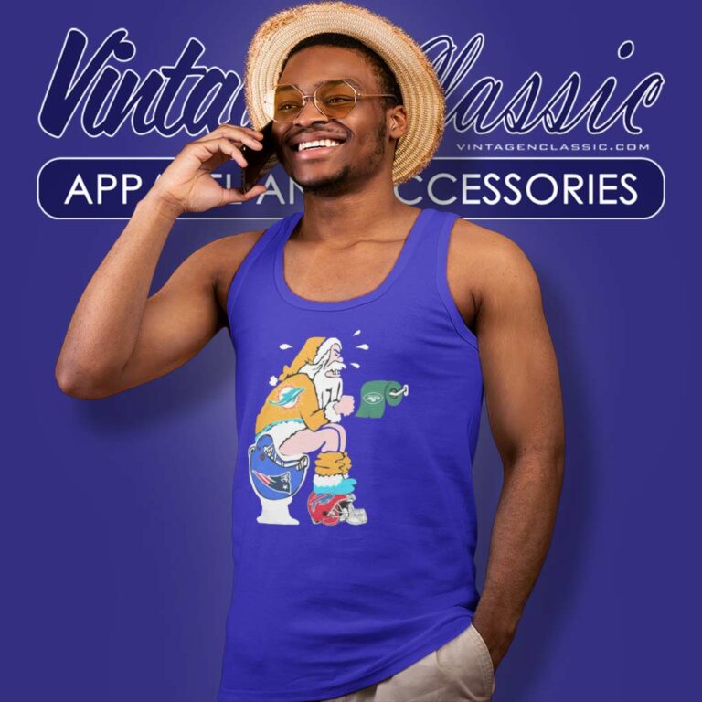 Santa Dolphins Shit On Toilet Patriots Tank Top Racerback Santa Dolphins Shit On Toilet Patriots Tank Top Racerback