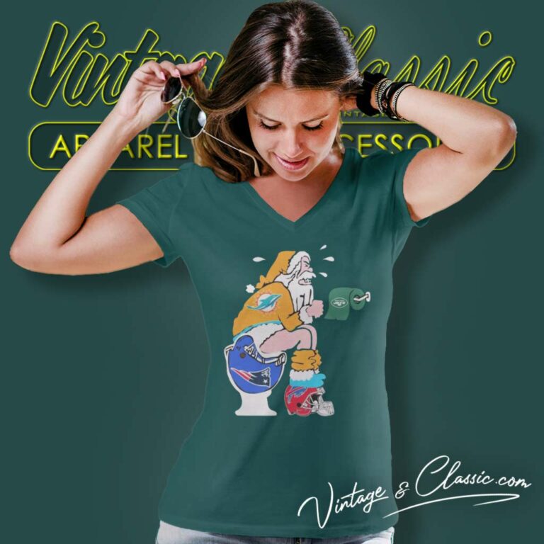 Santa Dolphins Shit On Toilet Patriots V Neck TShirt Santa Dolphins Shit On Toilet Patriots V Neck TShirt