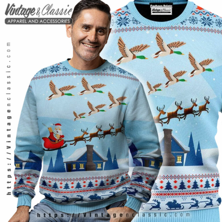 Santa Duck Hunting Ugly Sweater Men Ugly Sweater Santa Duck Hunting Ugly Sweater Men Ugly Sweater