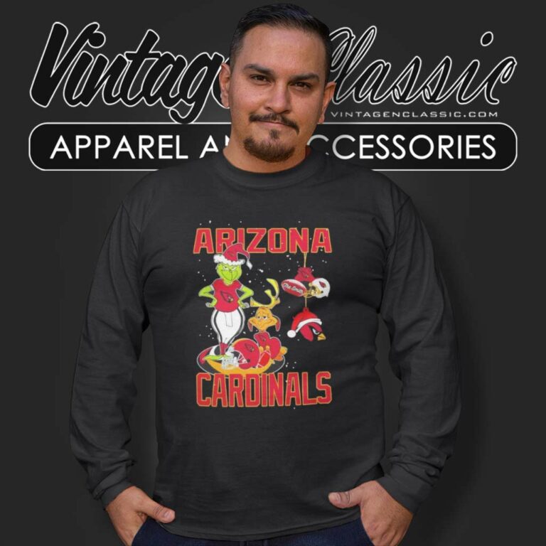 Santa Grinch And Dog Arizona Cardinals Christmas Long Sleeve Tee Santa Grinch And Dog Arizona Cardinals Christmas Long Sleeve Tee