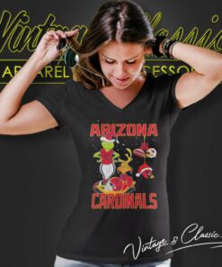 Santa Grinch And Dog Arizona Cardinals Christmas V Neck TShirt
