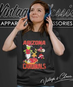 Santa Grinch And Dog Arizona Cardinals Christmas Women TShirt