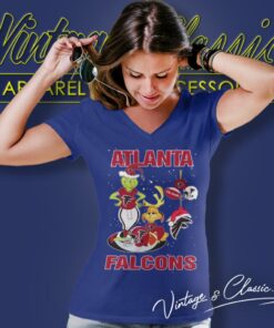 Santa Grinch And Dog Atlanta Falcons Christmas V Neck TShirt