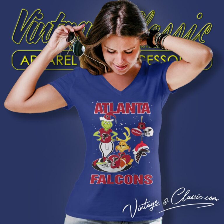 Santa Grinch And Dog Atlanta Falcons Christmas V Neck TShirt Santa Grinch And Dog Atlanta Falcons Christmas V Neck TShirt