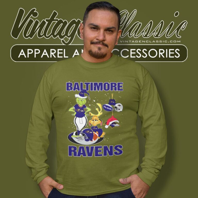 Santa Grinch And Dog Baltimore Ravens Christmas Long Sleeve Tee Santa Grinch And Dog Baltimore Ravens Christmas Long Sleeve Tee