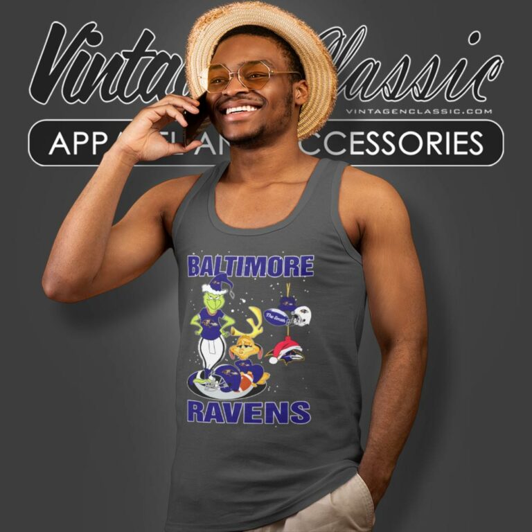 Santa Grinch And Dog Baltimore Ravens Christmas Tank Top Racerback Santa Grinch And Dog Baltimore Ravens Christmas Tank Top Racerback