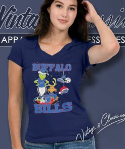 Santa Grinch And Dog Buffalo Bills Christmas V Neck TShirt
