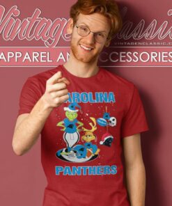 Santa Grinch And Dog Carolina Panthers Christmas T Shirt