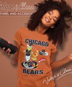 Santa Grinch And Dog Chicago Bears Christmas Women T Shirt