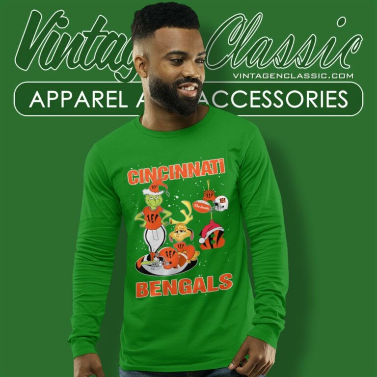 Santa Grinch And Dog Cincinnati Bengals Christmas Long Sleeve Tee Santa Grinch And Dog Cincinnati Bengals Christmas Long Sleeve Tee