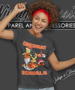 Santa Grinch And Dog Cincinnati Bengals Christmas Women T Shirt