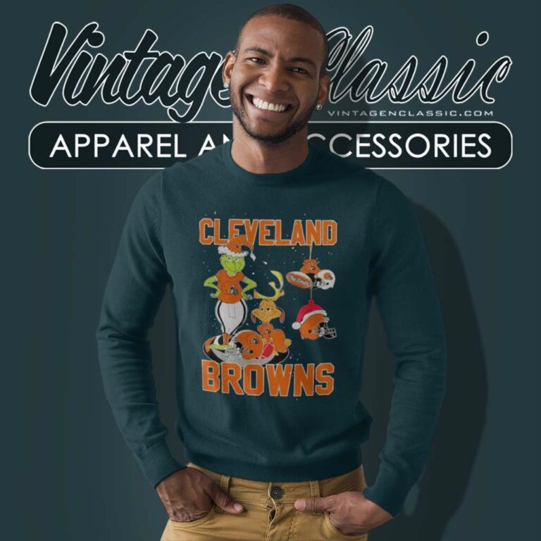 Santa Grinch And Dog Cleveland Browns Christmas Sweatshirt Santa Grinch And Dog Cleveland Browns Christmas Sweatshirt