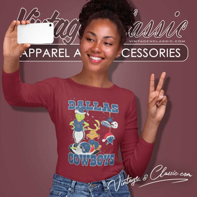 Santa Grinch And Dog Dallas Cowboys Christmas Long Sleeve Tee Santa Grinch And Dog Dallas Cowboys Christmas Long Sleeve Tee