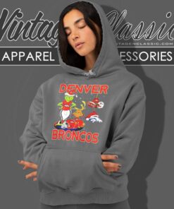 Santa Grinch And Dog Denver Broncos Christmas Hoodie