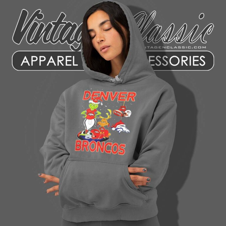 Santa Grinch And Dog Denver Broncos Christmas Hoodie Santa Grinch And Dog Denver Broncos Christmas Hoodie