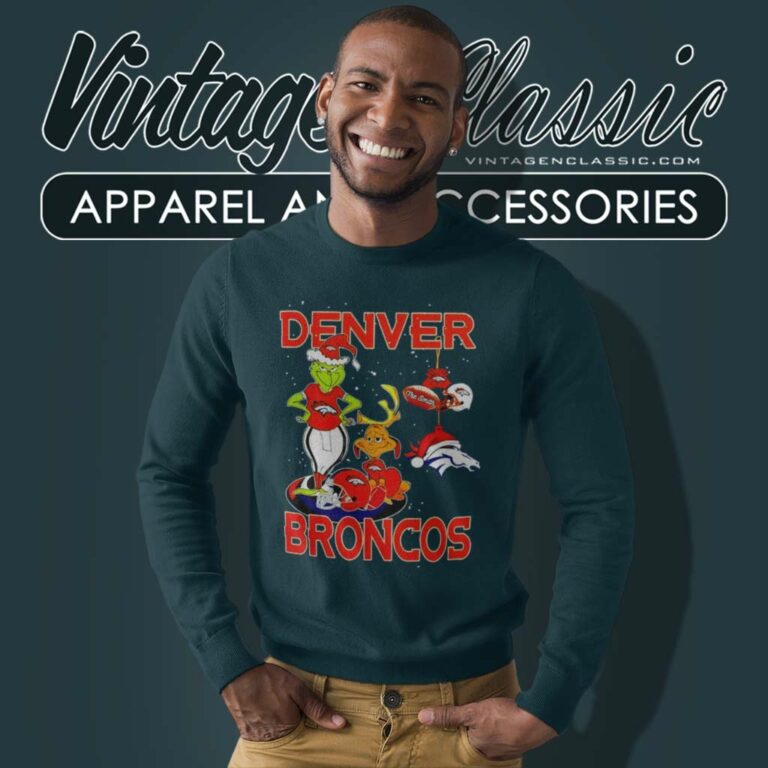 Santa Grinch And Dog Denver Broncos Christmas Sweatshirt Santa Grinch And Dog Denver Broncos Christmas Sweatshirt