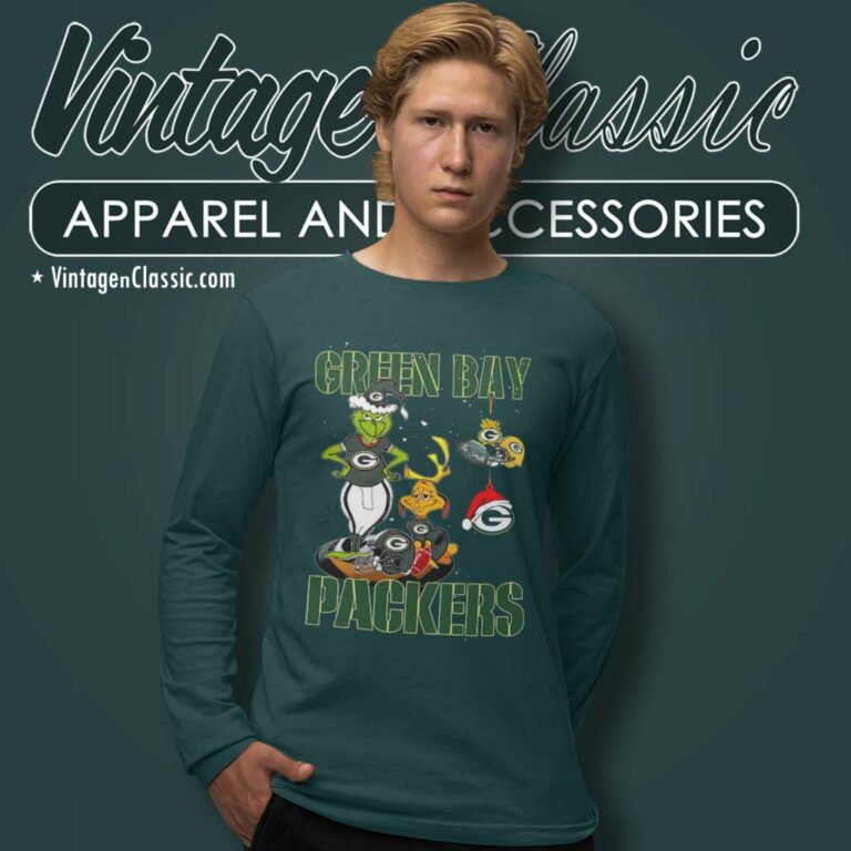 Santa Grinch And Dog Green Bay Packers Christmas Long Sleeve Tee Santa Grinch And Dog Green Bay Packers Christmas Long Sleeve Tee