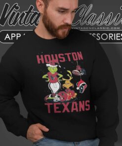 Santa Grinch And Dog Houston Texans Christmas Sweatshirt