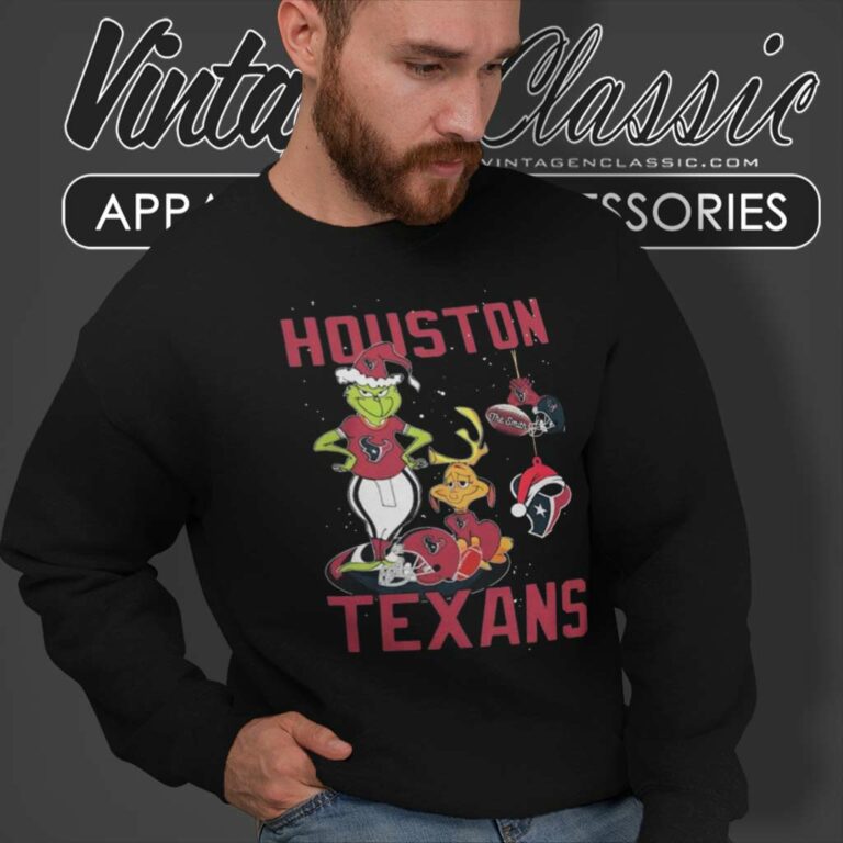 Santa Grinch And Dog Houston Texans Christmas Sweatshirt Santa Grinch And Dog Houston Texans Christmas Sweatshirt