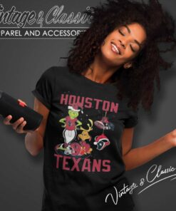 Santa Grinch And Dog Houston Texans Christmas Women TShirt