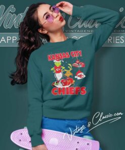 Santa Grinch And Dog Kansas City Chiefs Christmas Sweatshirt