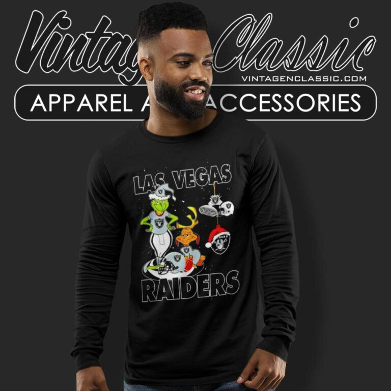 Santa Grinch And Dog Las Vegas Raiders Christmas Long Sleeve Tee Santa Grinch And Dog Las Vegas Raiders Christmas Long Sleeve Tee