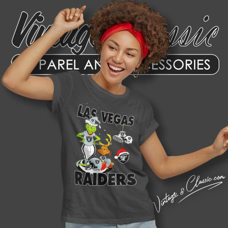 Santa Grinch And Dog Las Vegas Raiders Christmas Women TShirt Santa Grinch And Dog Las Vegas Raiders Christmas Women TShirt