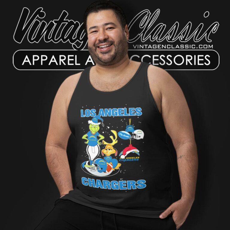 Santa Grinch And Dog Los Angeles Chargers Christmas Tank Top Racerback Santa Grinch And Dog Los Angeles Chargers Christmas Tank Top Racerback