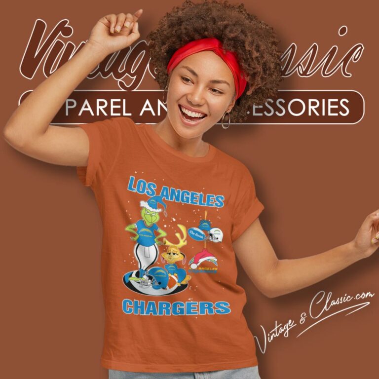 Santa Grinch And Dog Los Angeles Chargers Christmas Women T Shirt Santa Grinch And Dog Los Angeles Chargers Christmas Women T Shirt