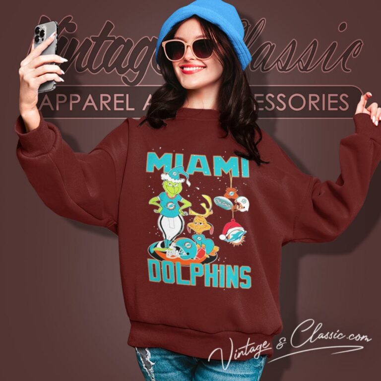 Santa Grinch And Dog Miami Dolphins Christmas Sweatshirt Santa Grinch And Dog Miami Dolphins Christmas Sweatshirt