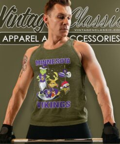 Santa Grinch And Dog Minnesota Vikings Christmas Tank Top Racerback