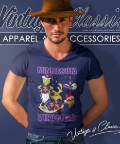 Santa Grinch And Dog Minnesota Vikings Christmas V Neck TShirt