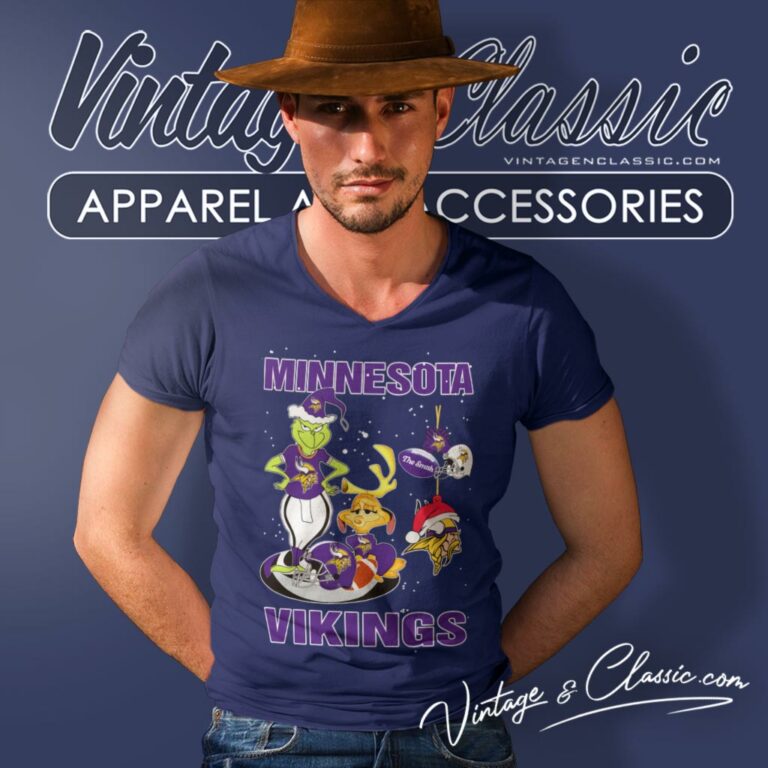 Santa Grinch And Dog Minnesota Vikings Christmas V Neck TShirt Santa Grinch And Dog Minnesota Vikings Christmas V Neck TShirt