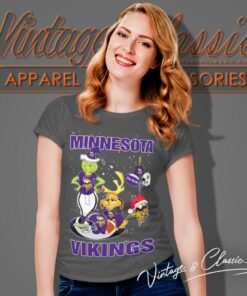 Santa Grinch And Dog Minnesota Vikings Christmas Women T Shirt