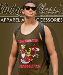 Santa Grinch And Dog New England Patriots Christmas Tank Top Racerback