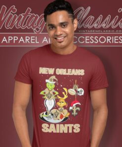 Santa Grinch And Dog New Orleans Saints Christmas T Shirt