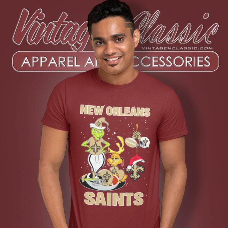 Santa Grinch And Dog New Orleans Saints Christmas T Shirt Santa Grinch And Dog New Orleans Saints Christmas T Shirt