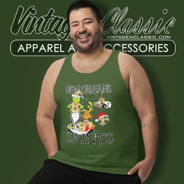 Santa Grinch And Dog New Orleans Saints Christmas Tank Top Racerback 1 Santa Grinch And Dog New Orleans Saints Christmas Tank Top Racerback 1