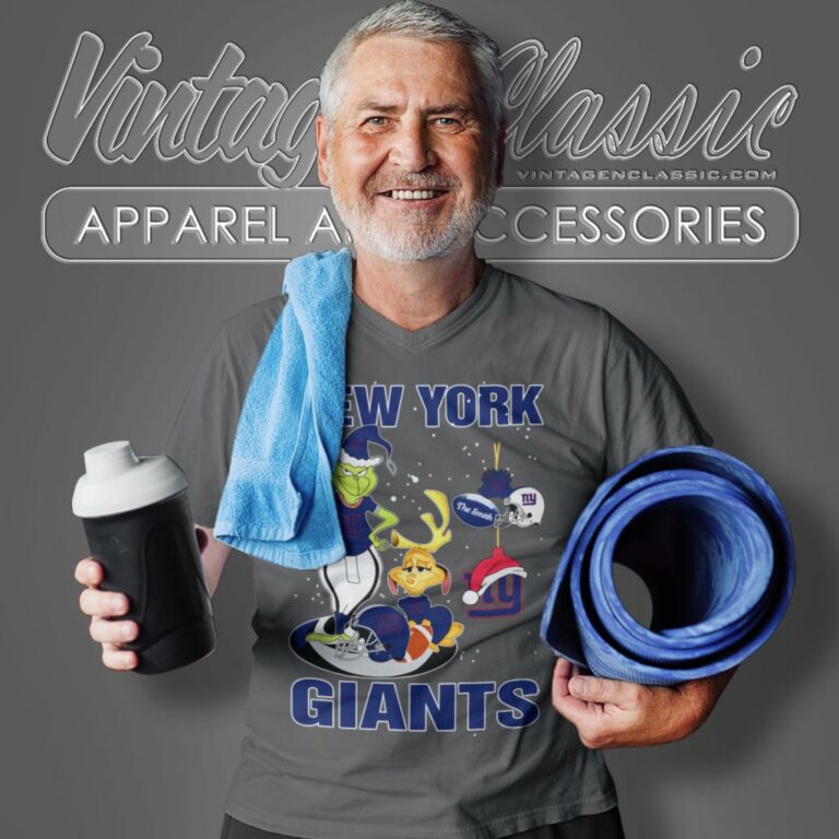 Santa Grinch And Dog New York Giants Christmas V Neck TShirt Santa Grinch And Dog New York Giants Christmas V Neck TShirt