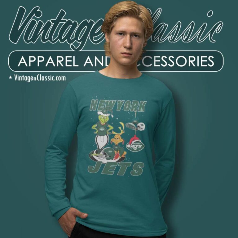 Santa Grinch And Dog New York Jets Christmas Long Sleeve Tee 1 Santa Grinch And Dog New York Jets Christmas Long Sleeve Tee 1