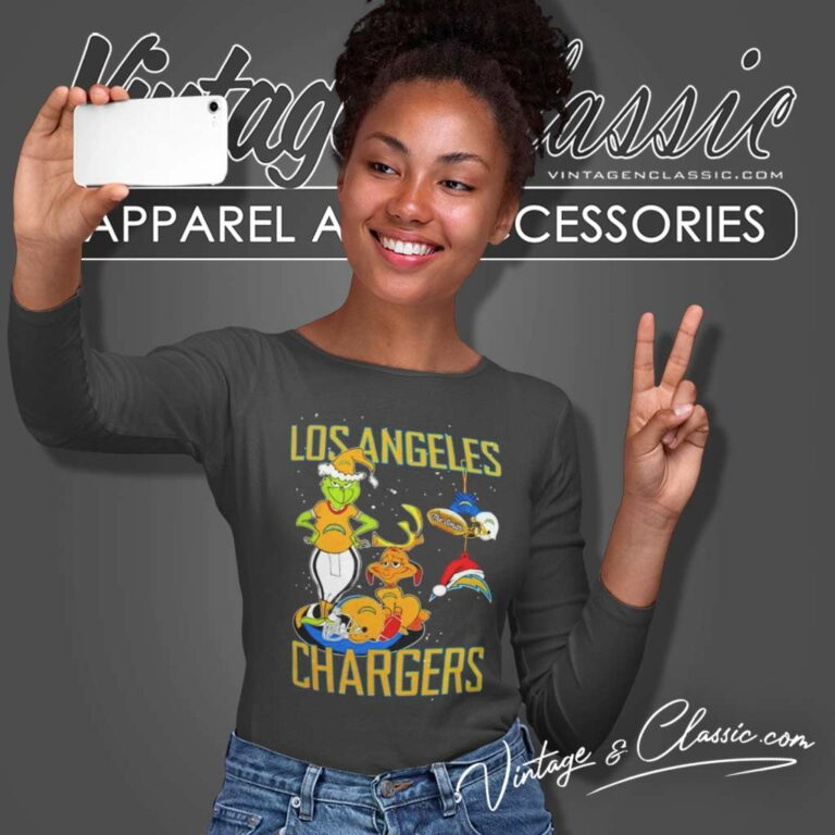 Santa Grinch And Dog Nfl Chargers Christmas Long Sleeve Tee 1 Santa Grinch And Dog Nfl Chargers Christmas Long Sleeve Tee 1